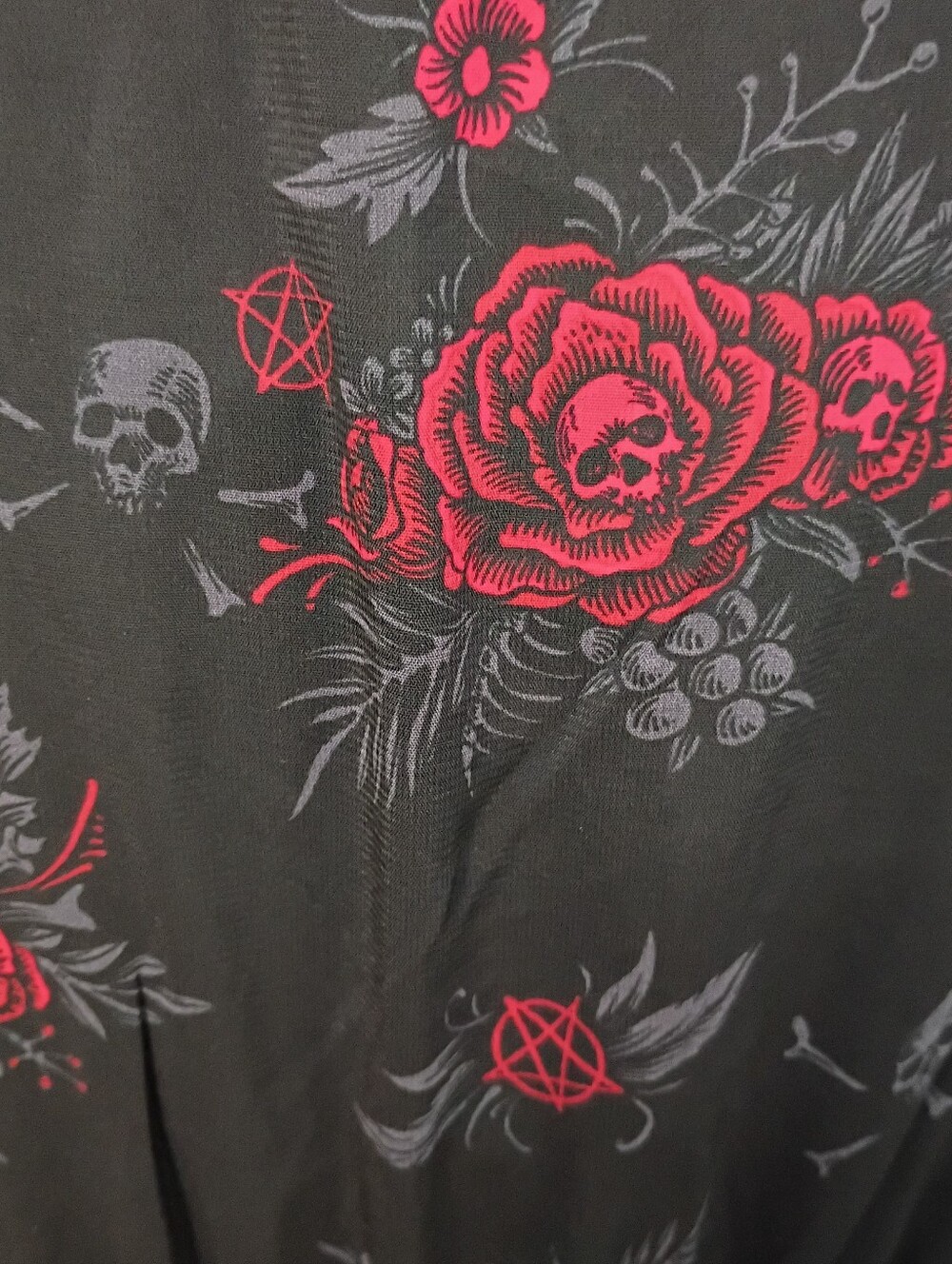 Killstar Hail Pandora Maxi Dress Black Red Skull Pentagram Goth Size Large NWT - Picture 10 of 16